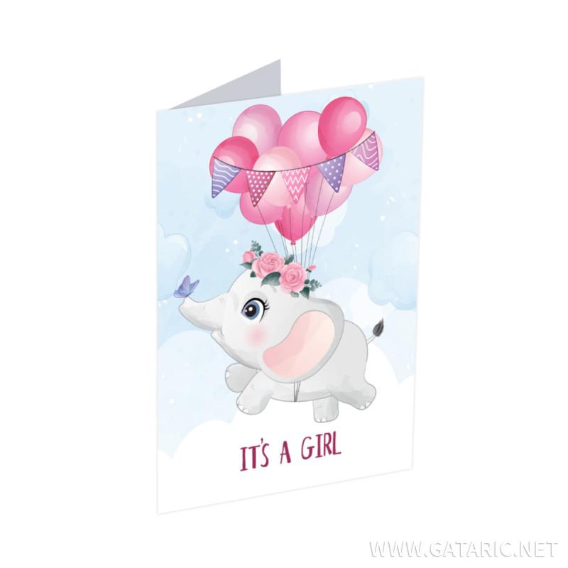 Greeting card ''It's a Girl I'' 