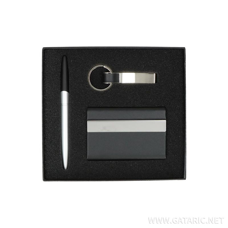 Ballpoint pen, name card holder and keychain set ''Tassel'' 