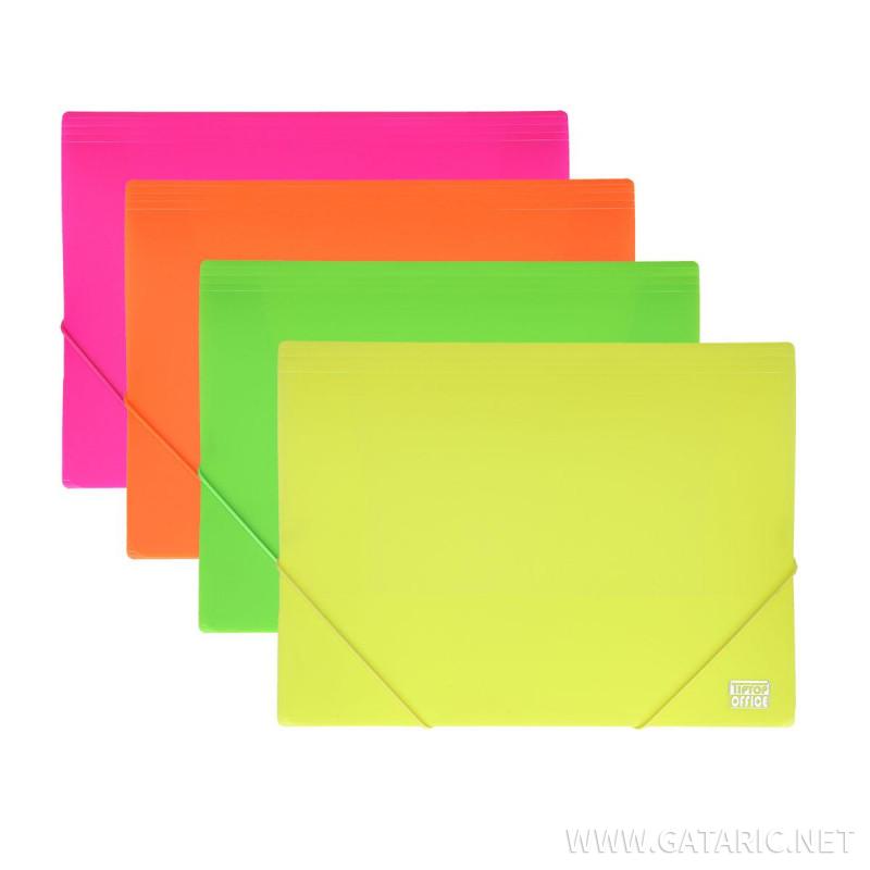 Gummizugmappe PP, A4, 3 Einschlagklappen, Neon Orange 