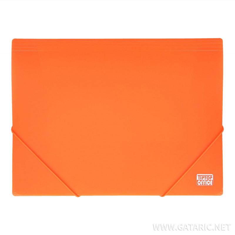 Gummizugmappe PP, A4, 3 Einschlagklappen, Neon Orange 