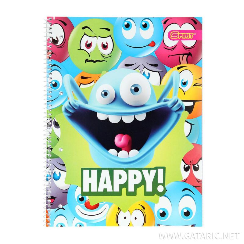 Kolegij blok sa spiralom ''Happy'', A4 karo 