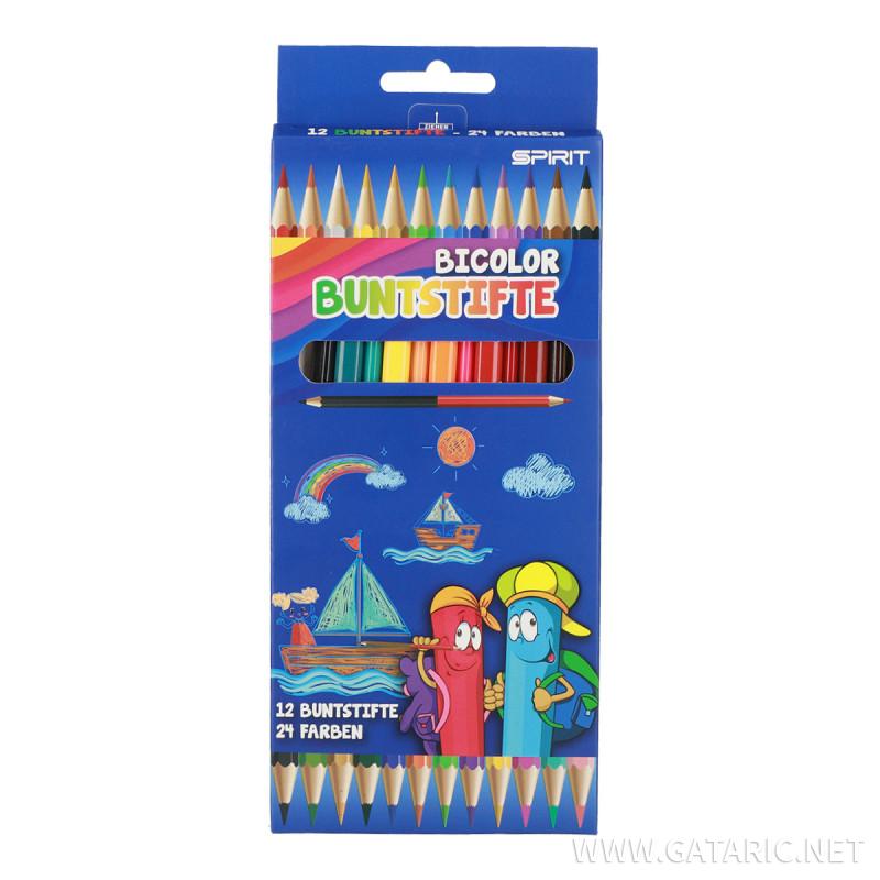 Wooden color pencils ''DUO'', 12+12