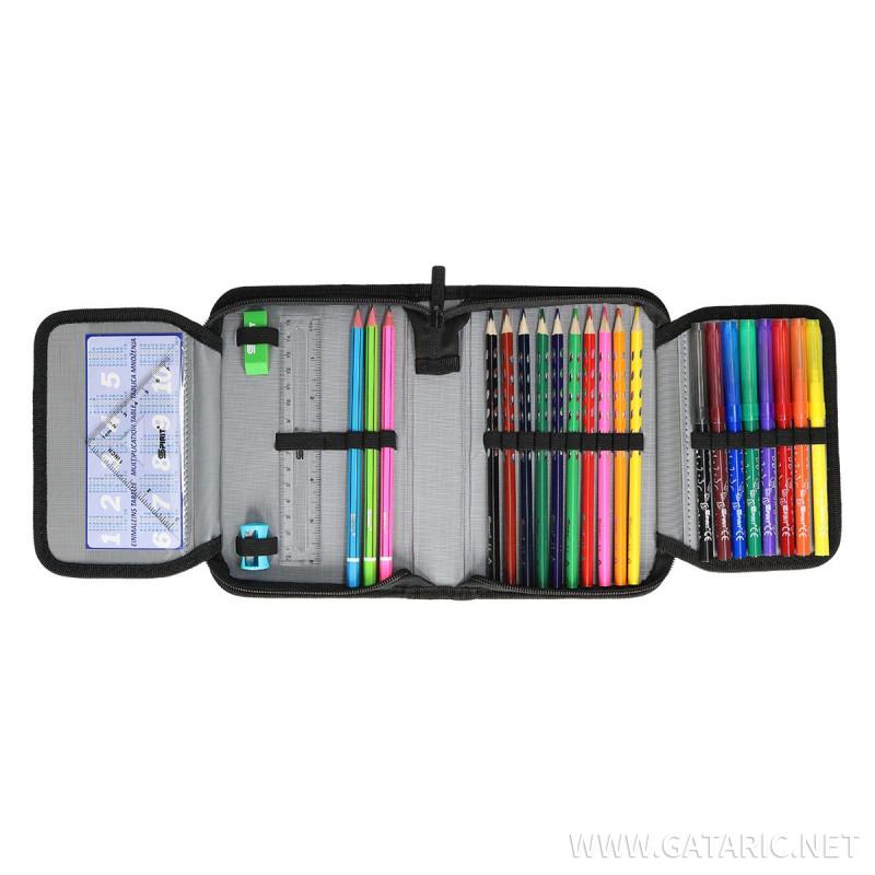 Pencil case ''SIMPLE LINES'' 1-Zipper, 2/1 (Assorted colours)