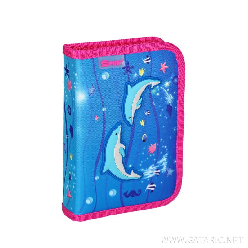 Pencil case 3D ''DOLPHINS'', 1-Zipper, 28-pcs