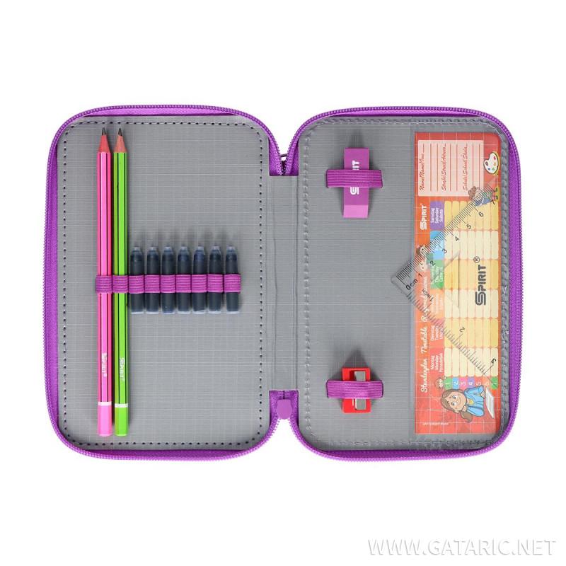 Pencil case ''BUTTERFLY PURPLE'', 2-Zipper, 28-pcs