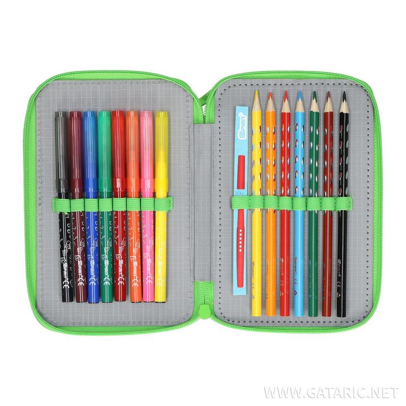 Pencil case ''FOOTBALL GOAL'', 2-Zipper, 28-pcs 