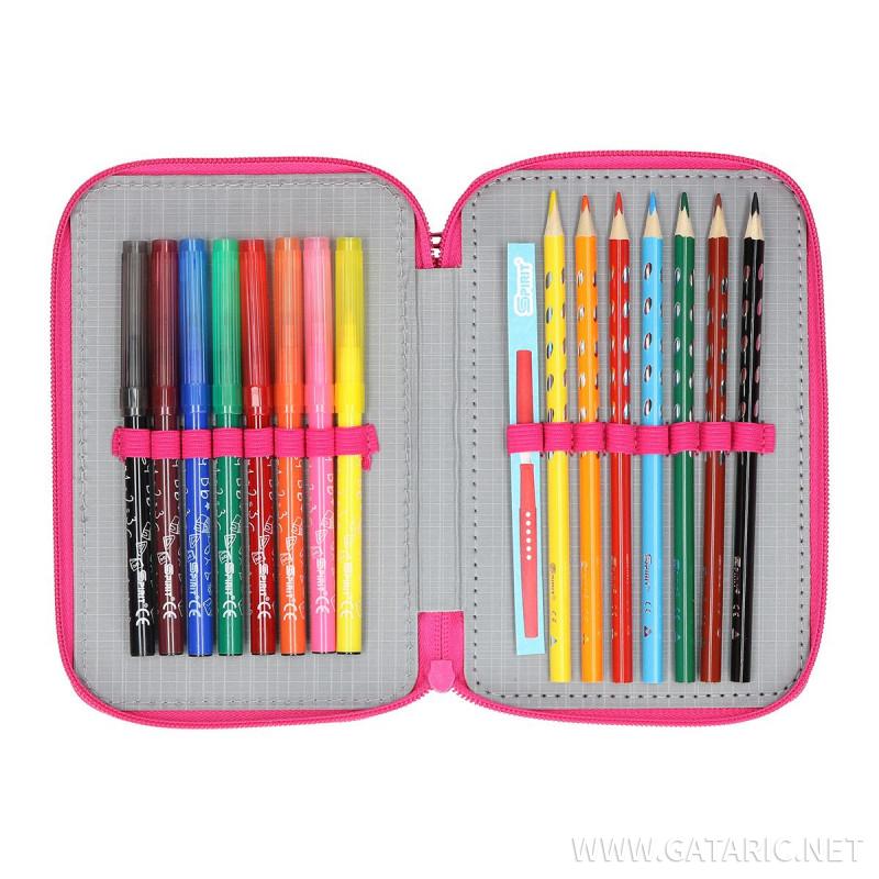 Pencil case ''DOLPHINS'', 3-Zipper, 28-pcs