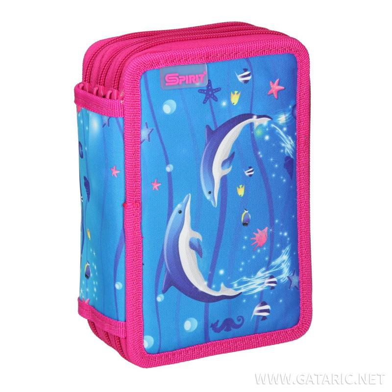 Pencil case ''DOLPHINS'', 3-Zipper, 28-pcs