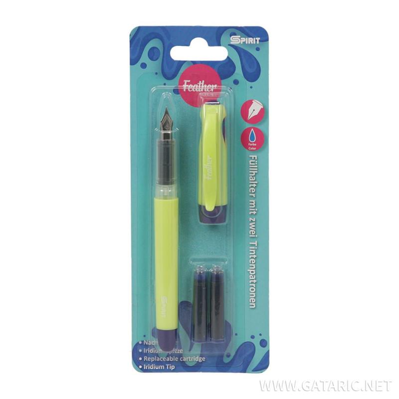 Fountain pen & 2 catridges ''Feather'', blistercard