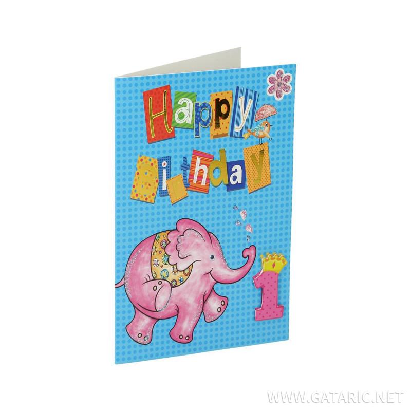 Greeting card 3D ''1st Birthday 02'' 