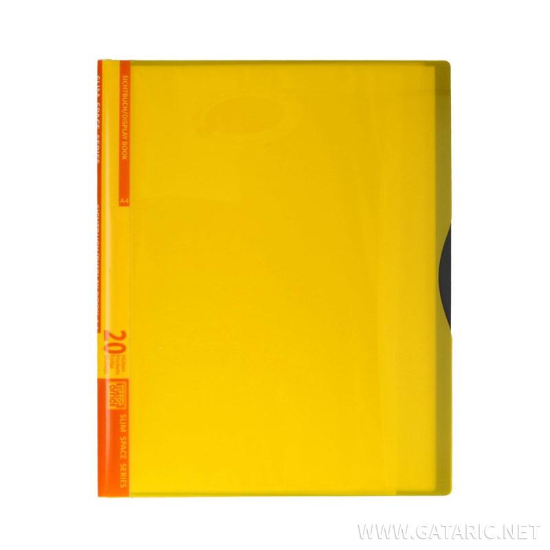 Display Book with 20 Pockets, PP A4, Neon yellow