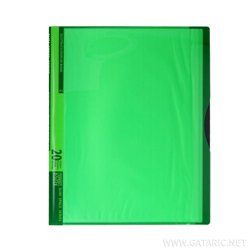 Display Book with 20 Pockets, PP A4, Neon green 