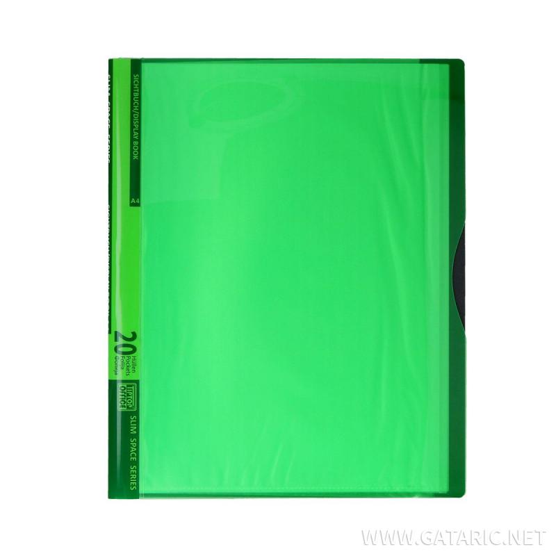 Display Book with 20 Pockets, PP A4, Neon green