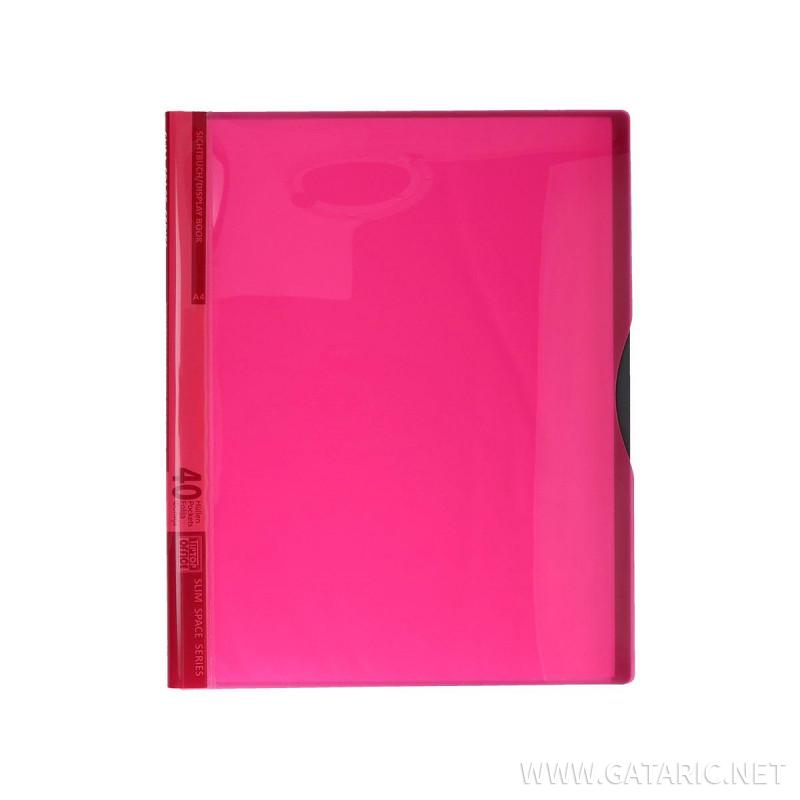 Display Book  with 40 Pockets, PP A4, Neon Red 