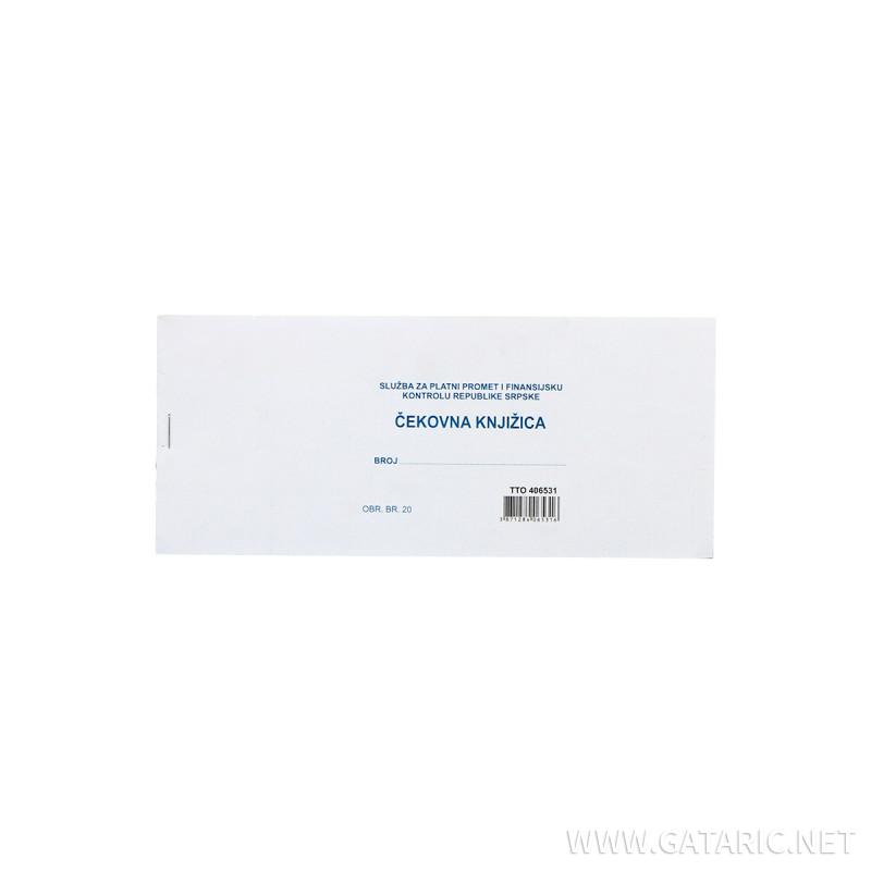 Čekovna knjižica 1+1/20 NCR,latinica 