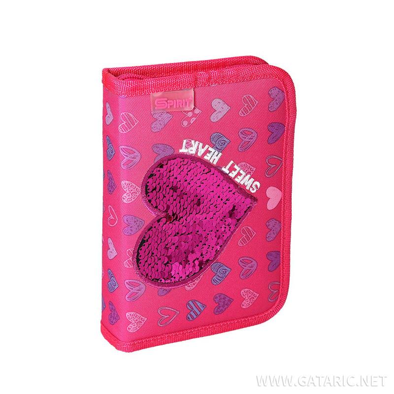 Pencil case 3D ''RED HEART'' 1-Zipper, 50-pcs