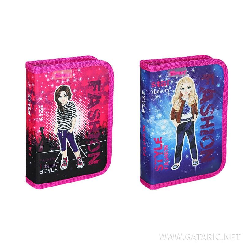 Pencil case ''FASHION GIRL'' 1-Zipper, 2/1 (Assorted colours)