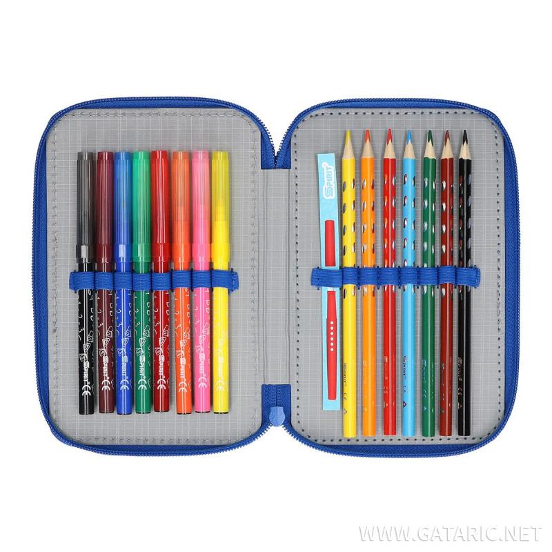 Pencil case 3D ''FOOTBALL GOAL'', 3-Zipper, 28-pcs 