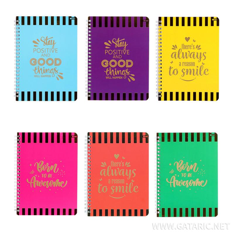 Spiral Notebook ''QUOTES'' A5 Soft Cover, Lines