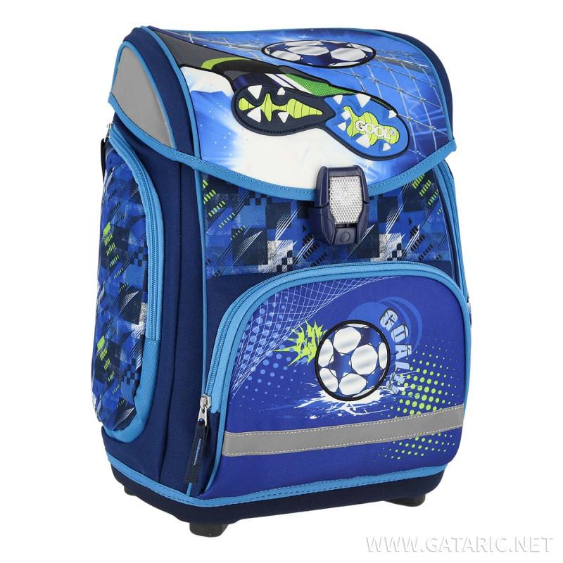 School bag set ''FOOTBALL BLUE'' MAXX 5-Pcs (LED buckle) 