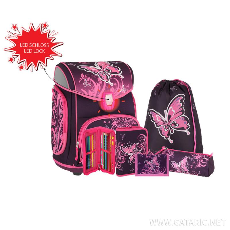 School bag set ''BUTTERFLY'' MAXX 5-pcs (LED buckle) 