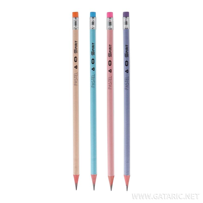 Bleistift Dreikant mit Radiergummi ''Pastel'', 1/1 