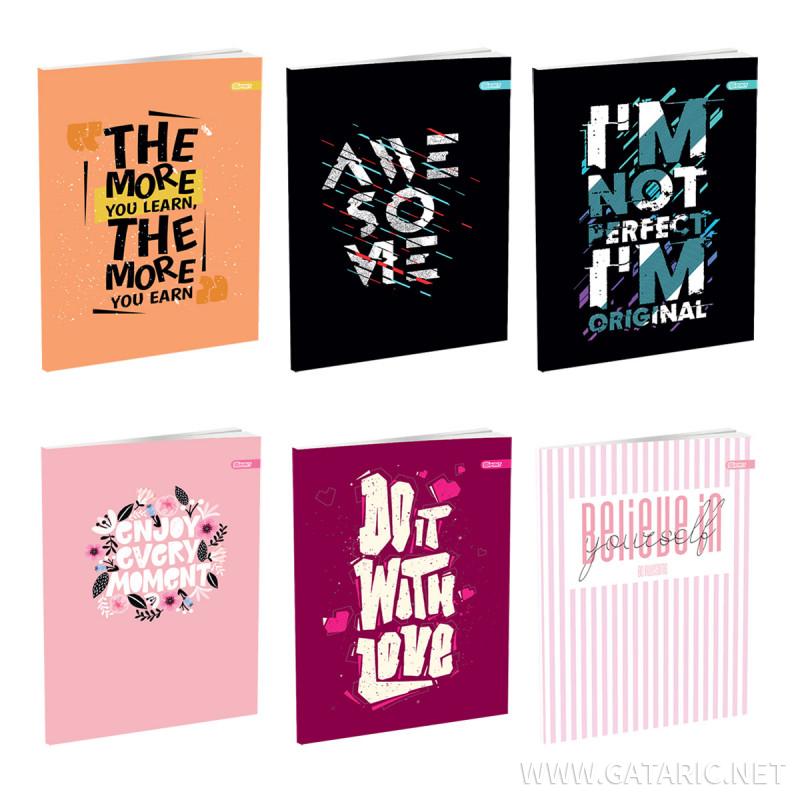 School Notebook A4, Soft cover, Lines, Quotes II, 52 Sheets