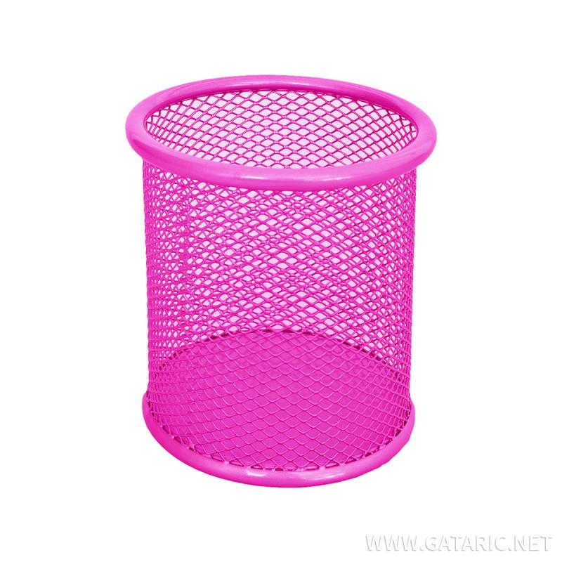 Čaša za olovke okrugla metal, 90x100mm, neon roza 