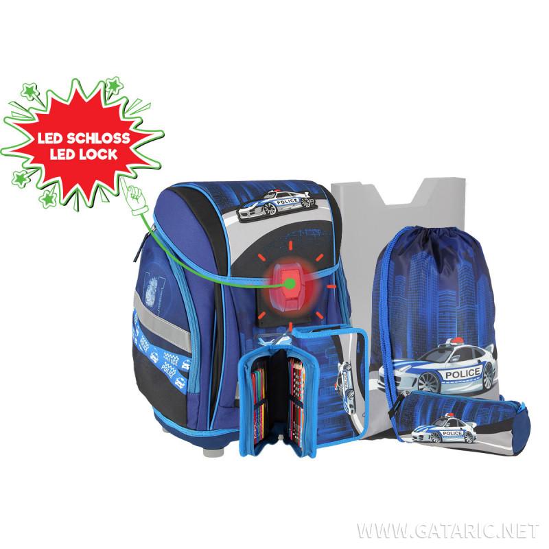 School bag set ''POLICE'' NEW START 3D 5-Pcs (LED buckle) 