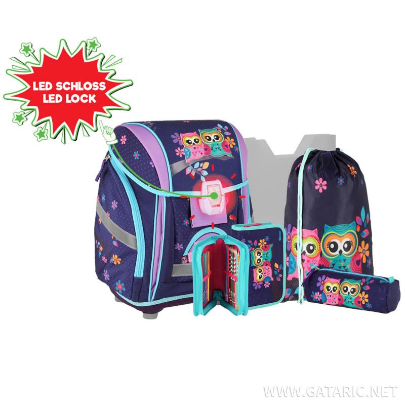 School bag set ''OWLS'' NEW START 5-Pcs (LED buckle) 