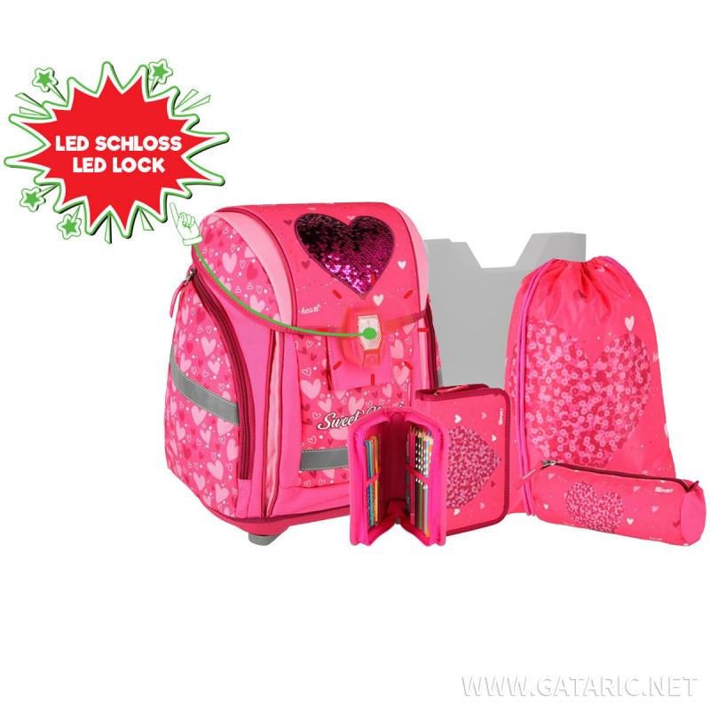 School bag set ''RED HEART'' NEW START 5-Pcs (LED buckle) 