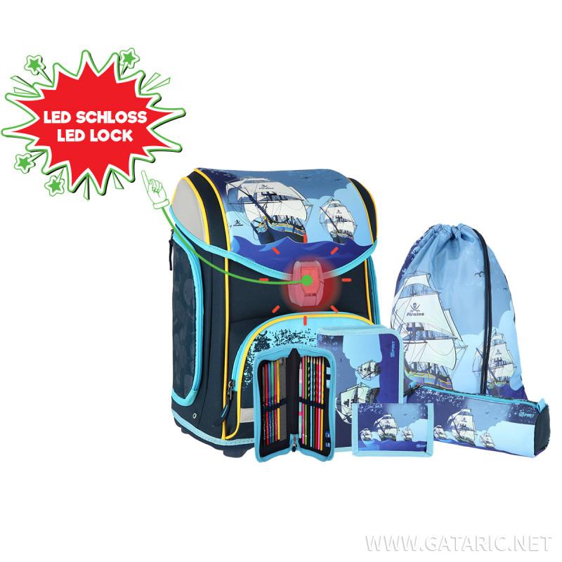School bag set ''PIRATES'' MAXX 5-Pcs (LED buckle) 