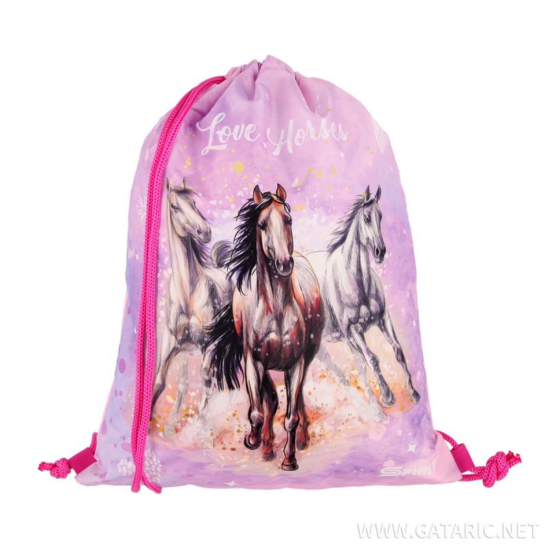 School bag set ''LOVE HORSE'' COOL 4-Pcs (Metal buckle) 