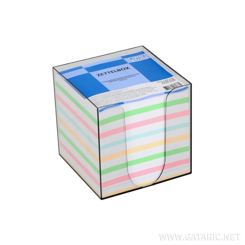 Zettelbox gefüllt mit losen Notizzetteln 90x90x90mm 