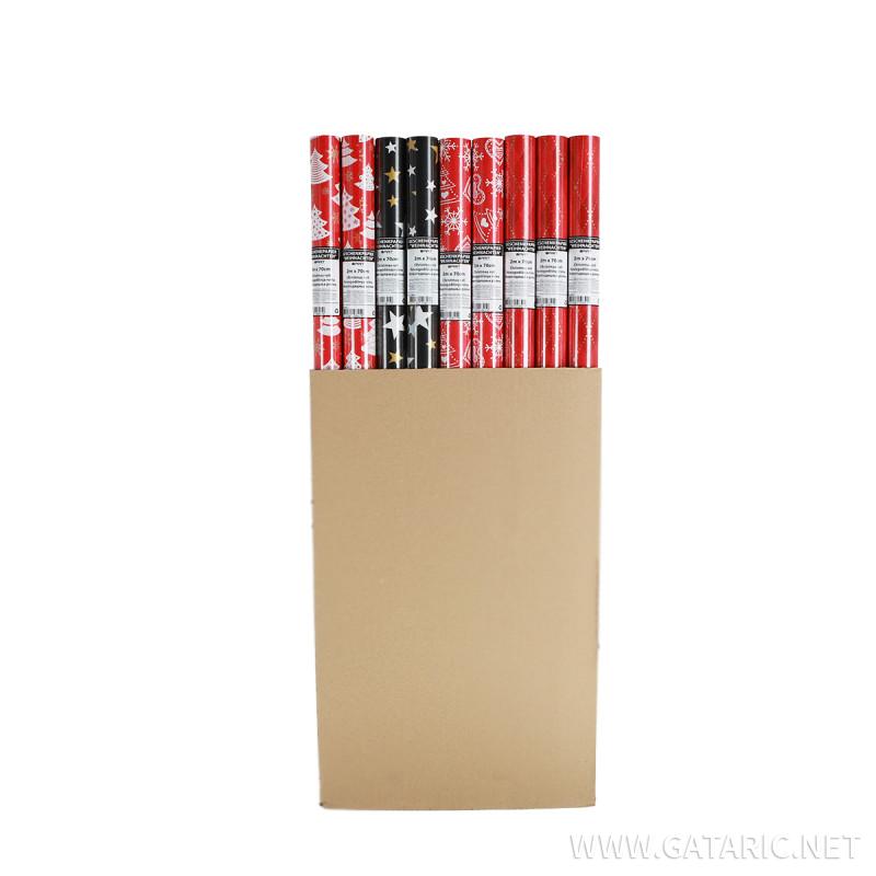 Geschenkpapierrollen Weinachten, 70cmx2m, 50 Stück, 4 Motive 