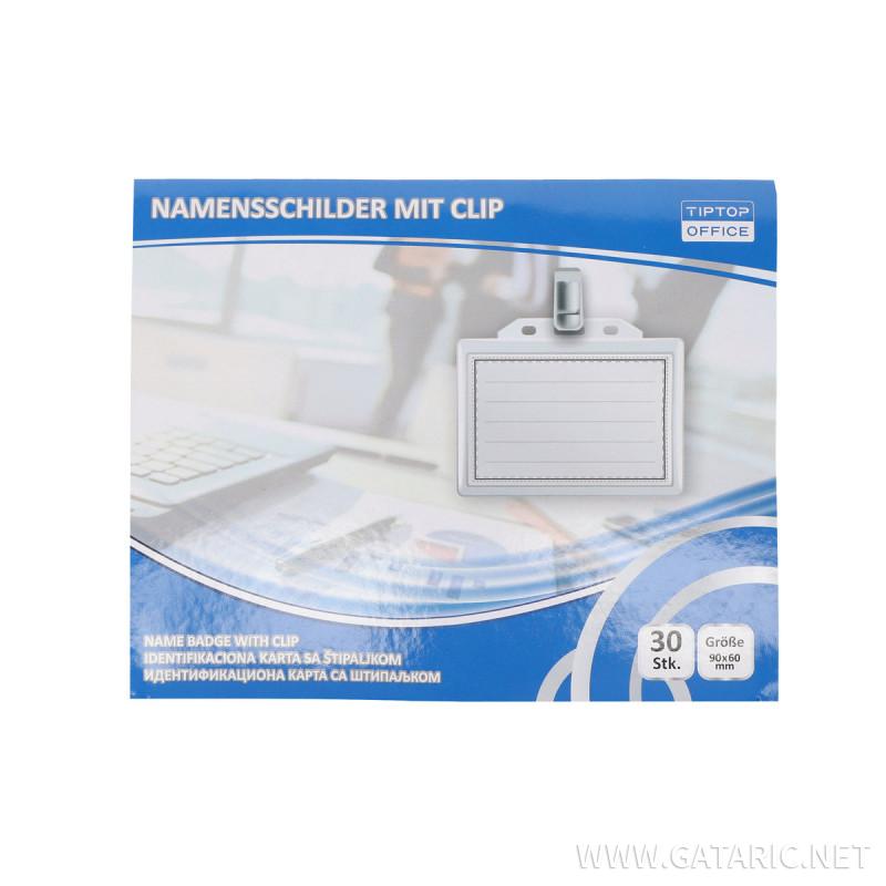 Name Badge With Clamp, 90x60mm 