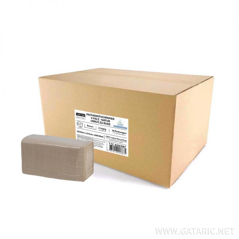 Ubrus u listićima cik-cak,2-slojni,24x21cm, 20x200 listova,100% reciklirano 