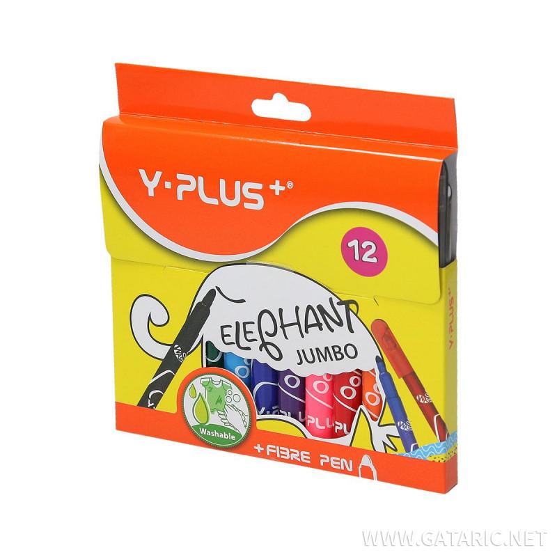 Fiber pens ''Elephant Jumbo'', 12 colours 