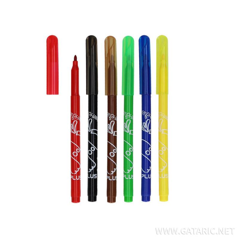 Fiber pens ''Elephant'', 6 colours 