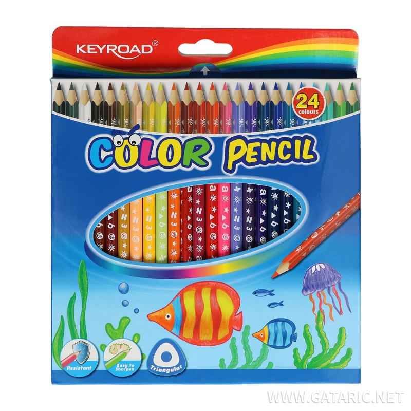 Wooden color pencils, 24 colors