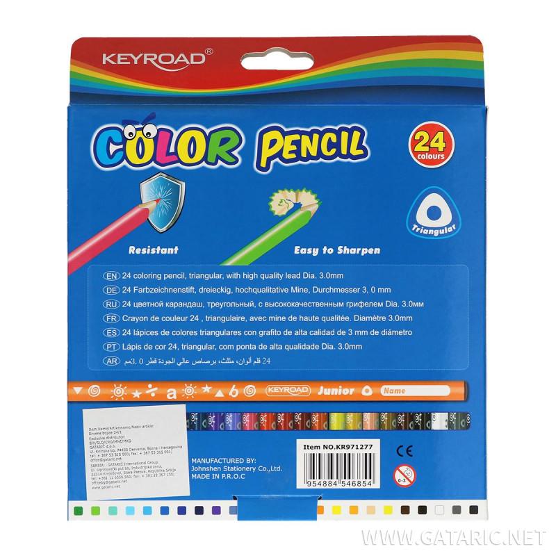 Wooden color pencils, 24 colors