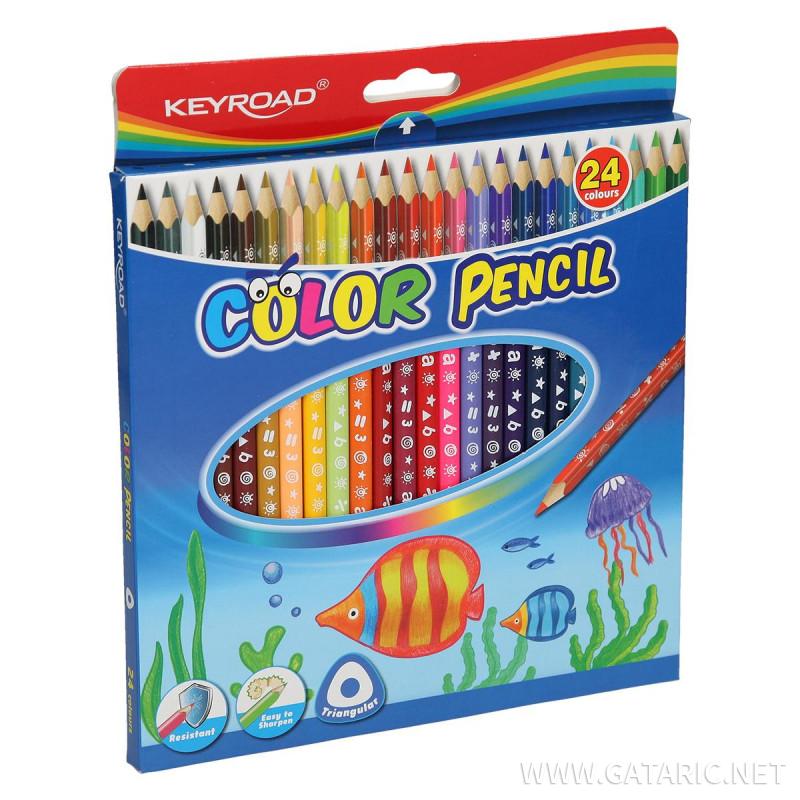 Wooden color pencils, 24 colors