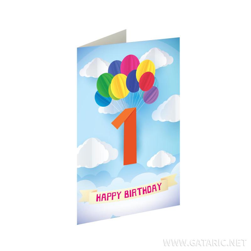 Greeting card 3D ''1st Birthday 01'' 