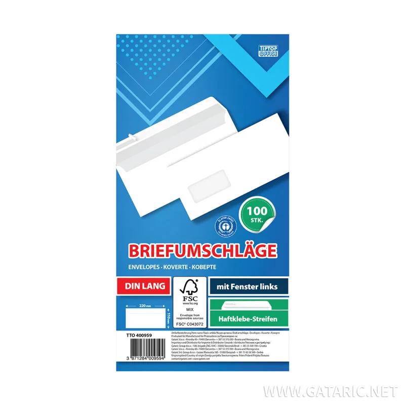 Briefumschlag American mit Fenster Links 23x11cm, 100/1 