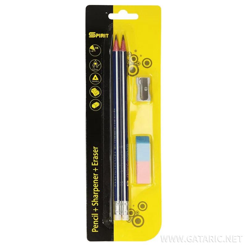 Wooden Pencils Set, 4in1 blistercard