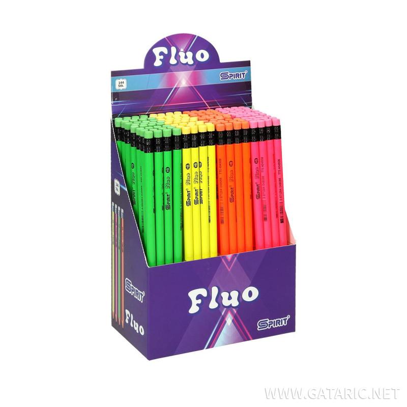 Wooden pencils with eraser ''Fluo round''