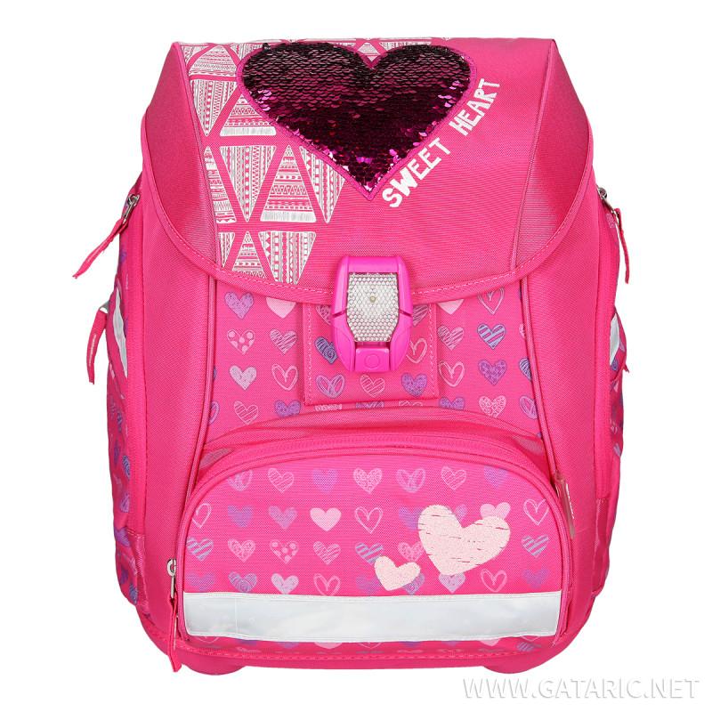School bag set ''RED HEART'' Prolight 5-Pcs (LED buckle)