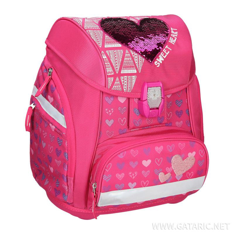 School bag set ''RED HEART'' Prolight 5-Pcs (LED buckle)