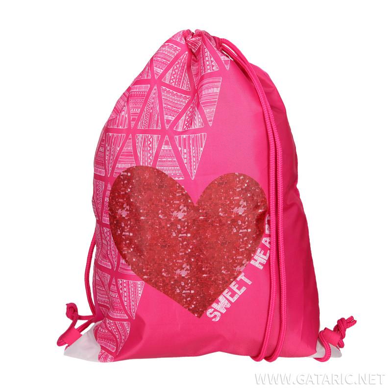 School bag set ''RED HEART'' Prolight 5-Pcs (LED buckle)