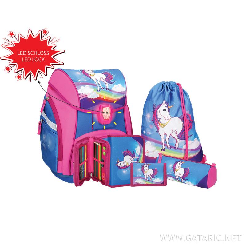 School bag set ''UNICORN'' Prolight 5-Pcs (LED buckle)
